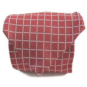 Brooks Brothers 346 Pure Silk‎ Tie Red White Grid Pattern Necktie